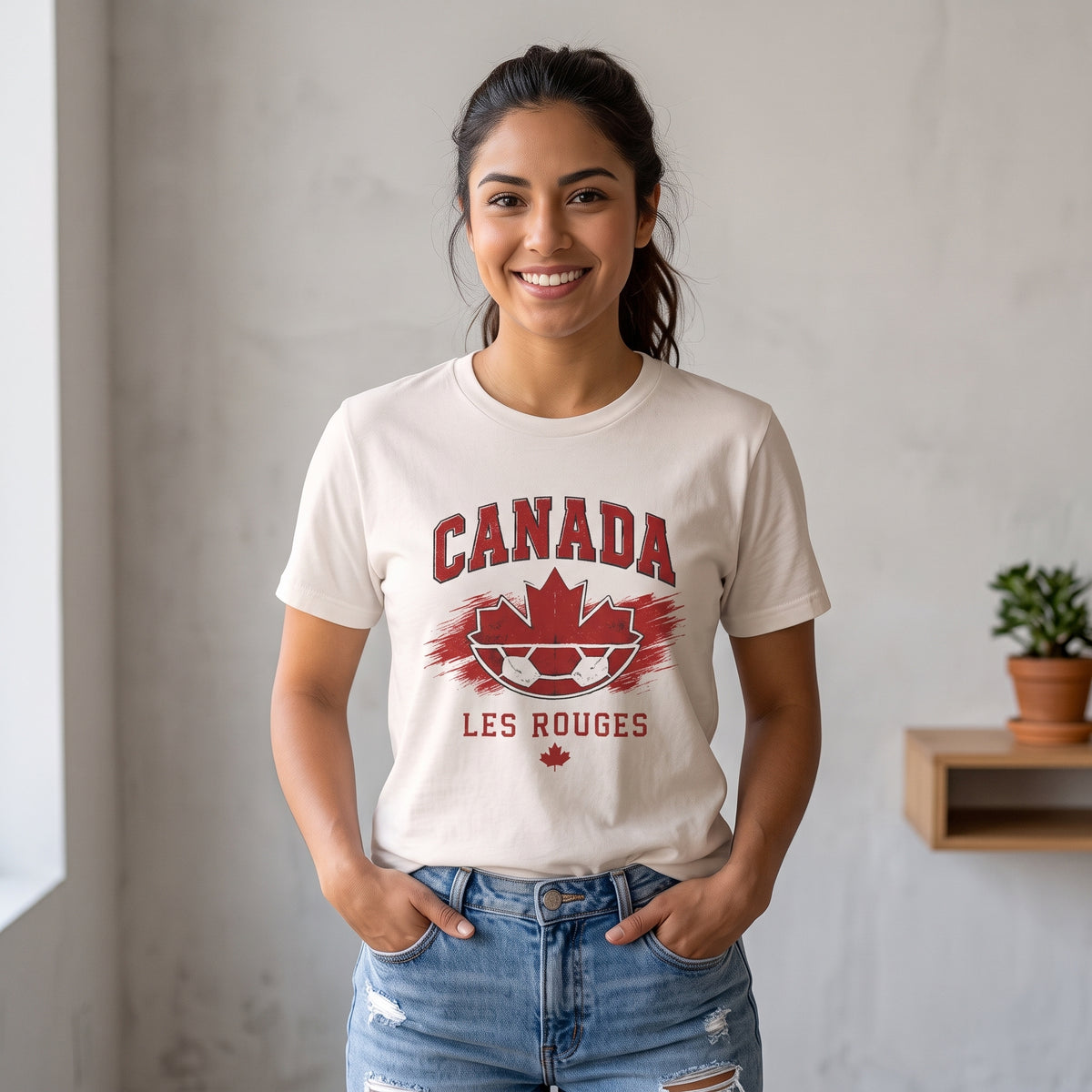 Canada Les Rouges Soccer T-Shirt — Vintage Maple Leaf Football Tee
